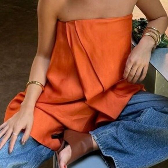 Orange Casual Women's Blouse - Picture 2 of 5